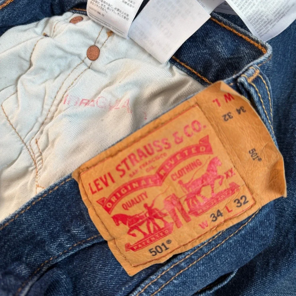 Vintage 2000s Levis 501 Original Fit Straight Leg Blue Jeans Mens 34x32 NWT